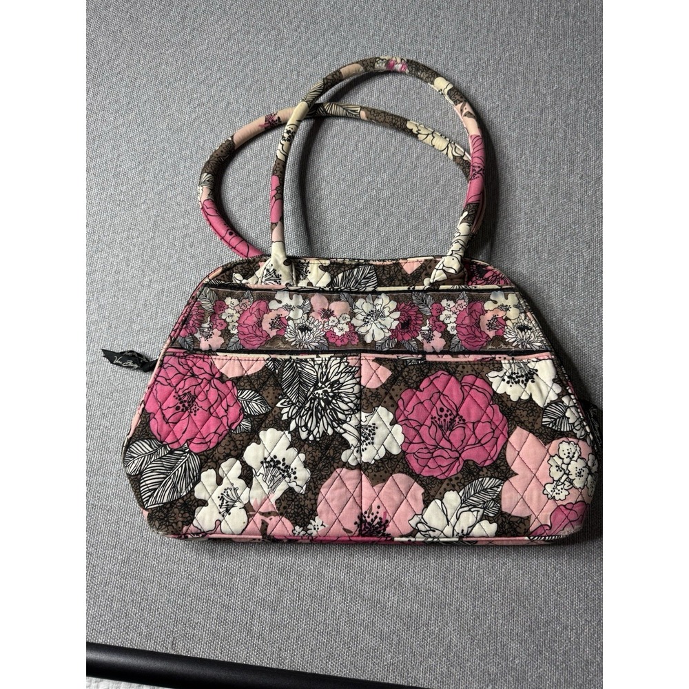 Vera Bradley Mocha Rouge Retired Pattern Double Handle Shoulder Handbag